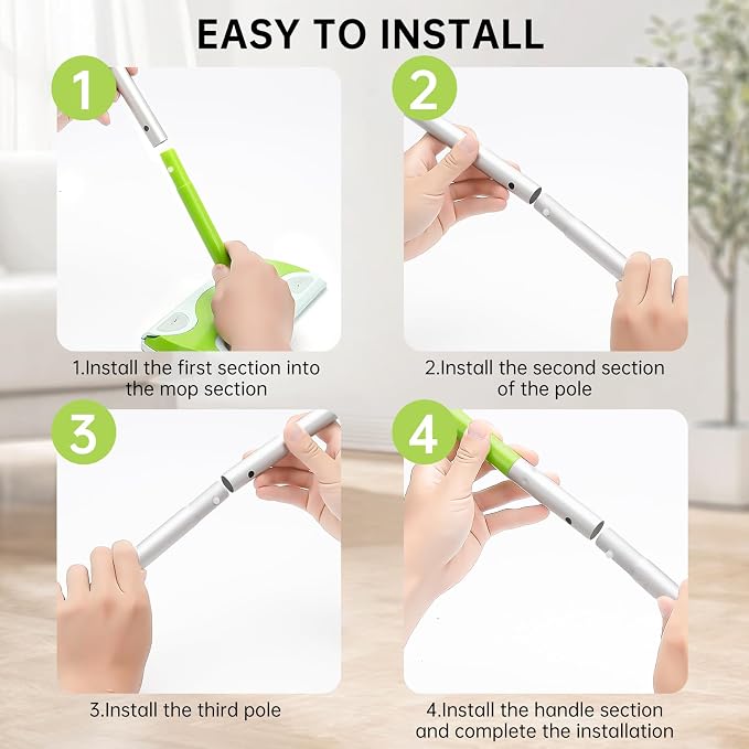 Mop Handle Compatible with Swiffer, Detachable Green Extra Long Mop Handle - Image 3