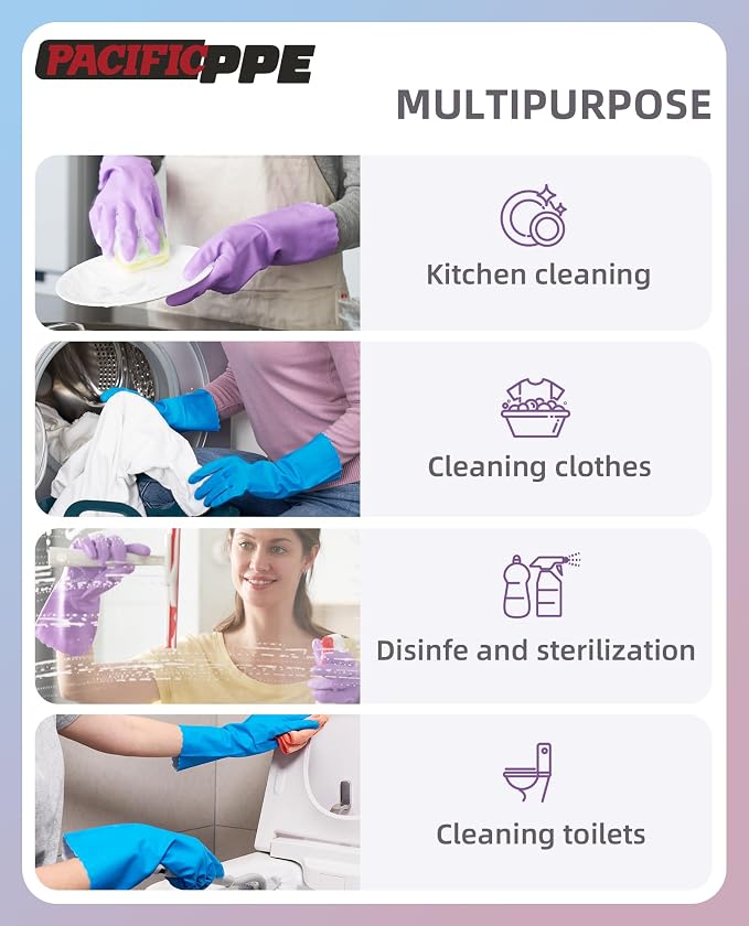 PACIFIC PPE 4 Pairs Reusable Dishwashing Cleaning Gloves - Image 5