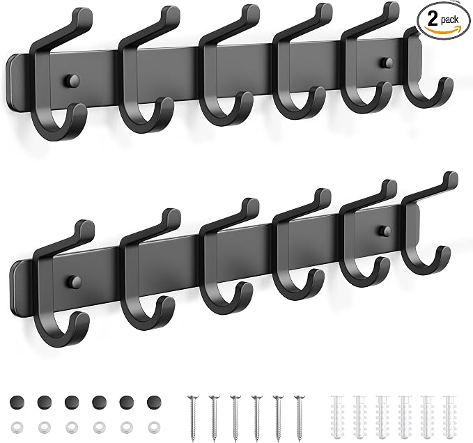 Coat Rack Wall Mounted Heavy-Duty: Metal Coat Hanger 6 Hooks by pickpiff