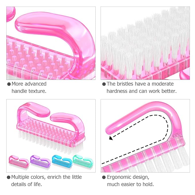 Handle Grip Nail Brush, Hand Fingernail Brush Cleaner Scrubbing Kit Pedicure - Image 5