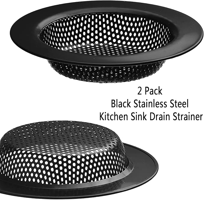2 Pcs Black Stainless Steel Mesh Sink Drain Strainer, 2.16" Top/1.29" Kitchen - Image 6