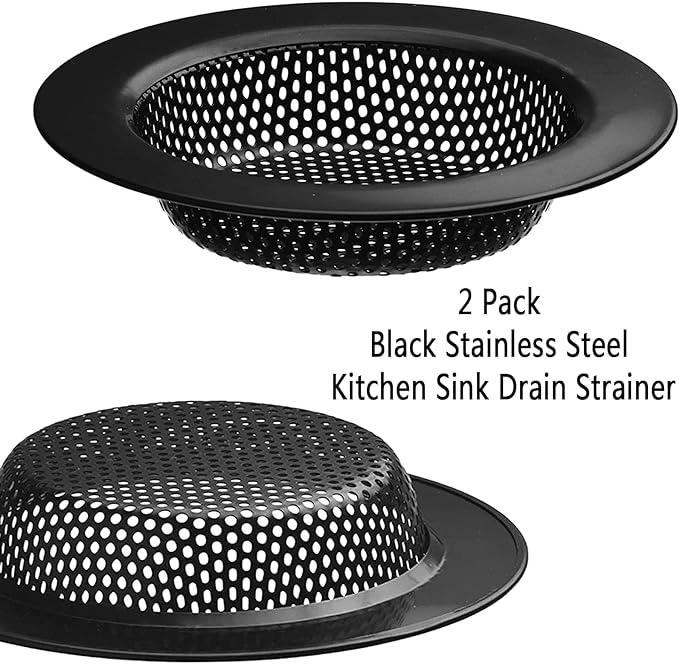 2 Pcs Black Stainless Steel Mesh Sink Drain Strainer, 3.54" Top/2.16" Kitchen - Image 6