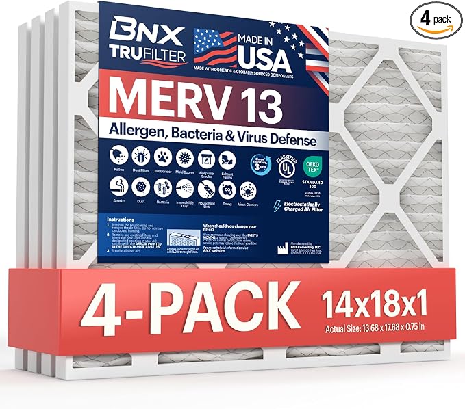 BNX TruFilter 14x18x1 MERV 13 AC Furnace Air Filter by BNX