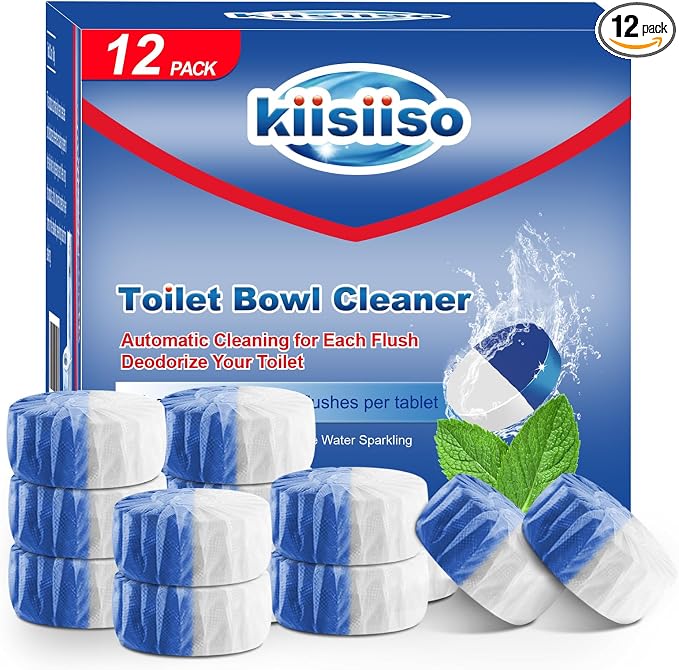 KIISIISO Toilet Bowl Cleaner Tablets, 12 PACK Commercial Household Bathroom by Long-lastingCleanToilet