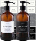 16oz Glass Soap Dispenser with Stainless Steel Pump, 21 Waterproof Labels by Verute
