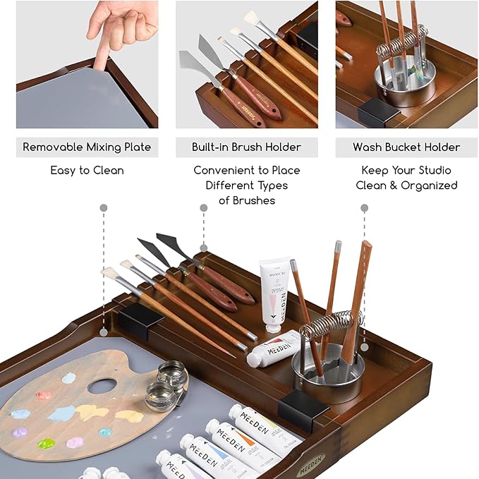 MEEDEN Art Supplies Storage Cart: 5-Tier Solid Beech Wood Utility Rolling Cart - Image 4