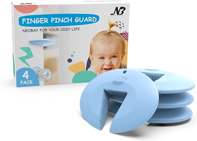 Door Pinch Guard and Door Slam Stopper, Durable Silicone Door Finger Pinch Guard by Neobay