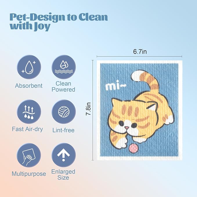 JOYMOOP Cartoon Cellulose Cleaning Cloth, Reusable Absorbent Dish Towels - Image 5