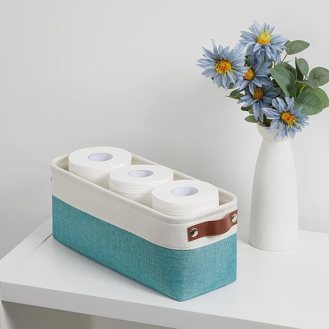 DULLEMELO Small Bathroom Closet Storage Baskets Canvas Fabric Storage Bins - Image 7