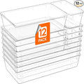 Lifewit 12 Pcs Large Bathroom Drawer Organizers, 3 Sizes Clear Plastic Storage by Lifewit