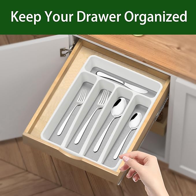 Silverware Organizer Utenisl Organizer Holder Kitchen Drawer Organizer Plastic - Image 2