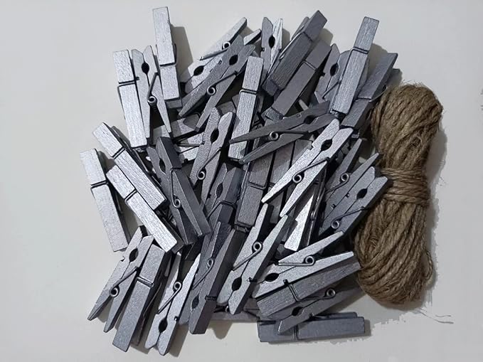 1.8 Inch Silver Wooden Clothespins Hold Picture Photo Clothesline Pins Hanging - Image 2