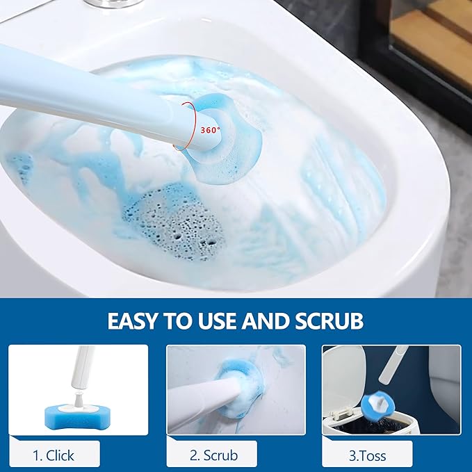 144 Count Toilet Brush Refills for Most Wands, Toliet Wand Refills-Blue - Image 4