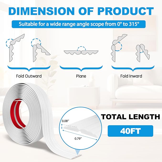 Wall Corner Protector Peel and Stick Corner Trim Molding Flexible Inside & - Image 5