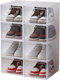 XXL Large Shoe Storage Box, 8 Pack Shoe Boxes Clear Plastic Stackable Fit US 15 by Unknown