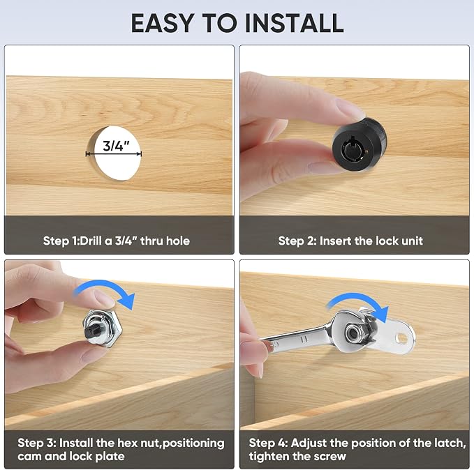 PTEROMY 2 Pack Cabinet Lock - Image 6