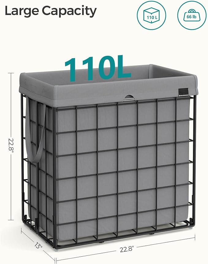 SONGMICS 29 Gal. Laundry Basket, Laundry Hamper, Collapsible Clothes Hamper - Image 5