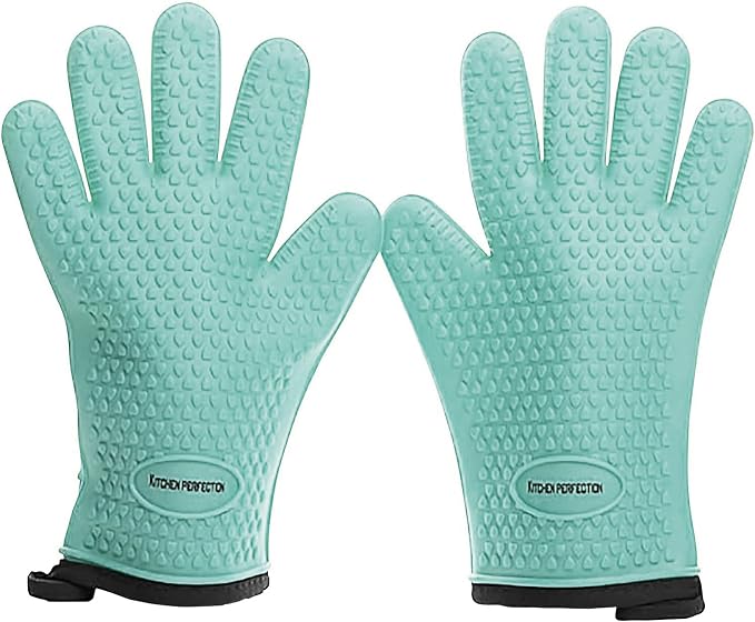 KITCHEN PERFECTION XL Silicone Smoker Oven Gloves-Extreme Heat Resistant BBQ by Kitchenperfection