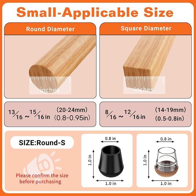 Chair Leg Floor Protectors Small 24Pcs, Silicone Chair Leg Protectors - Image 2