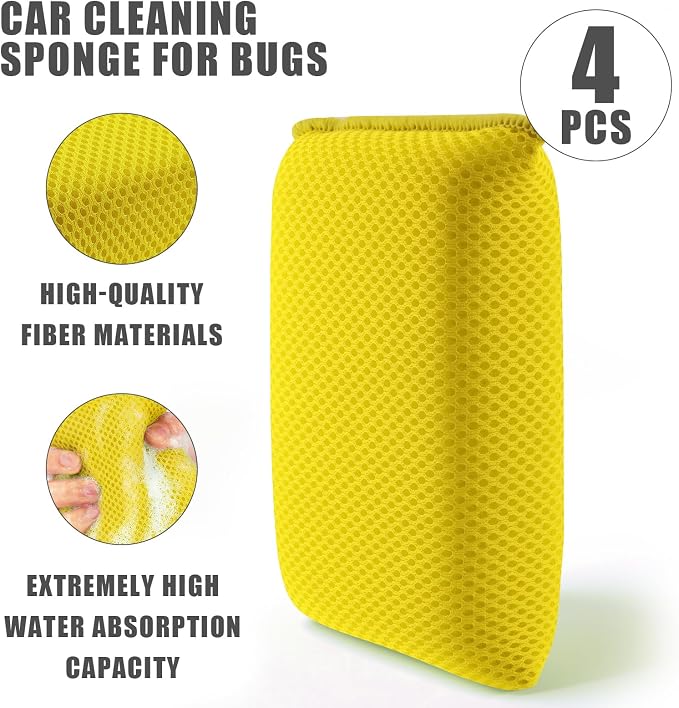 4 PCS Bug Scrubber Sponge Car, Bug Remover Wash Sponge，Car Cleaning Sponge - Image 4