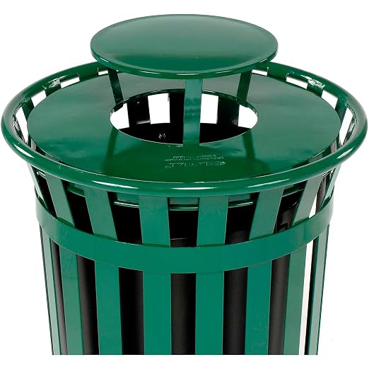 Global Industrial Heavy-Duty 36 Gallon Capacity Outdoor Metal Slatted Trash - Image 3