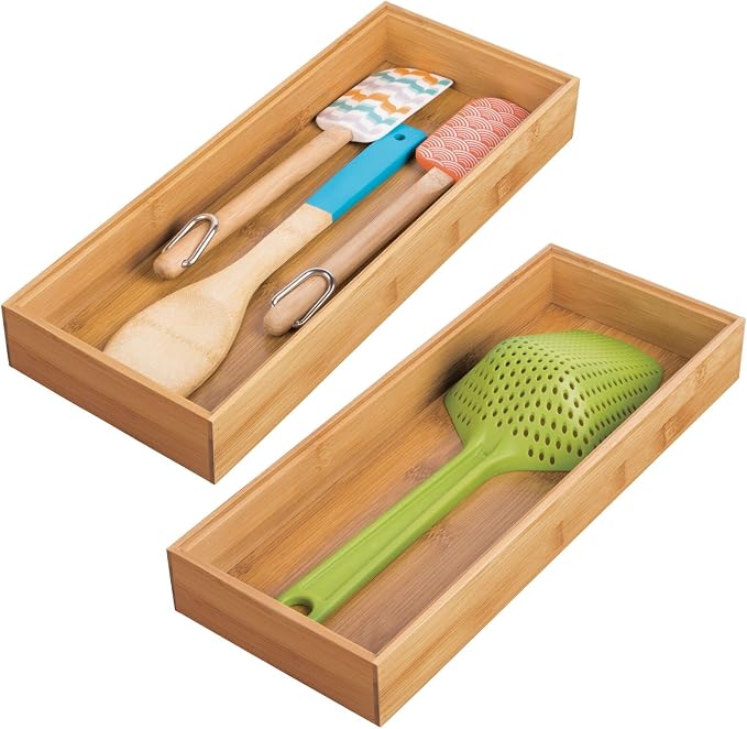 mDesign Wooden Bamboo Drawer Organizer by mDesign