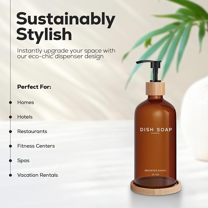 Amber Glass Dish Soap Dispenser - Image 2