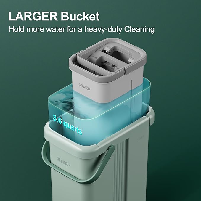 JOYMOOP Mop and Bucket with Wringer Set, Flat Squeeze Mop with Bucket, Dust Mop - Image 4