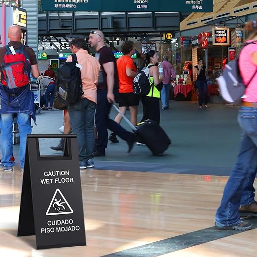 Kigley 2 Pcs Wet Floor Sign, 24 Inch Stainless Steel Caution Wet Floor Sign - Image 6