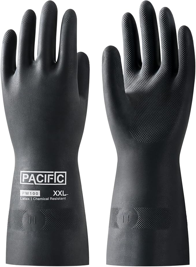 PACIFIC PPE Chemical Resistant Gloves, Heavy Duty Industrial Rubber Gloves by PACIFICPPE