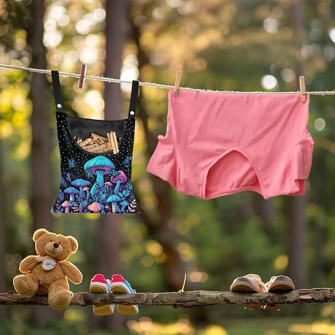 Blue Mushroom Adjustable Door-Hanging Laundry Clothespin Bag Clothespin Storage - Image 4