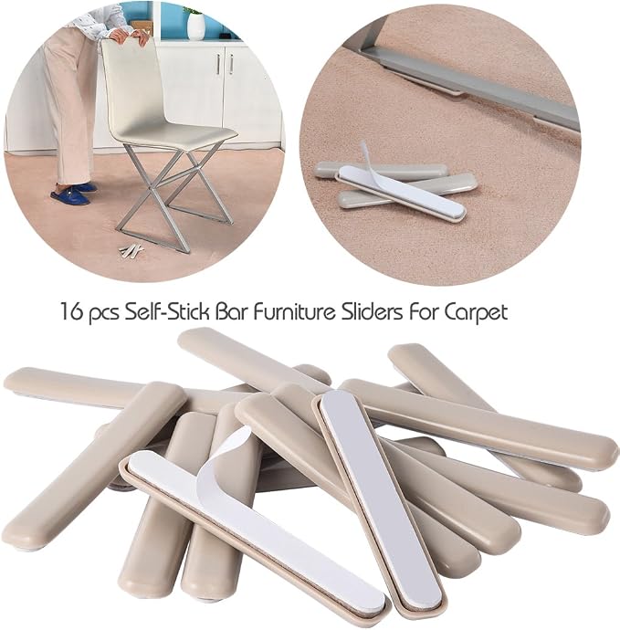 Ezprotekt 16 Pack Self-Stick Furniture Movers Sliders Strip - Image 7