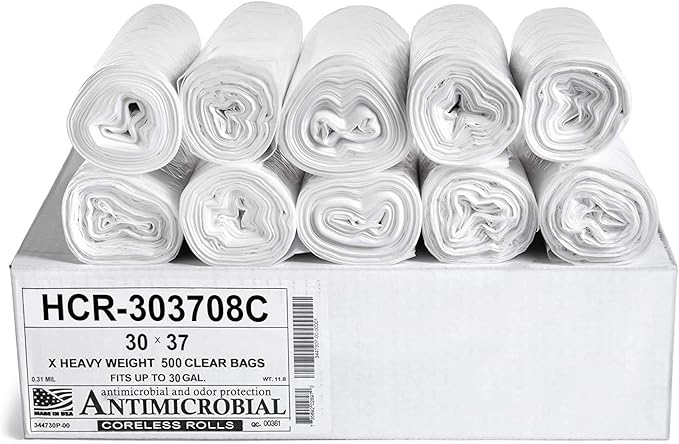 Aluf Plastics HCR-303708C High Density Star Sealed Coreless Roll Bags, 30 gal by AlufPlastics