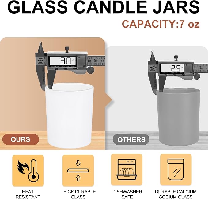 Thick Candle Jars for Making Candles 12 Pcs, 7 OZ Empty Jars - Image 3