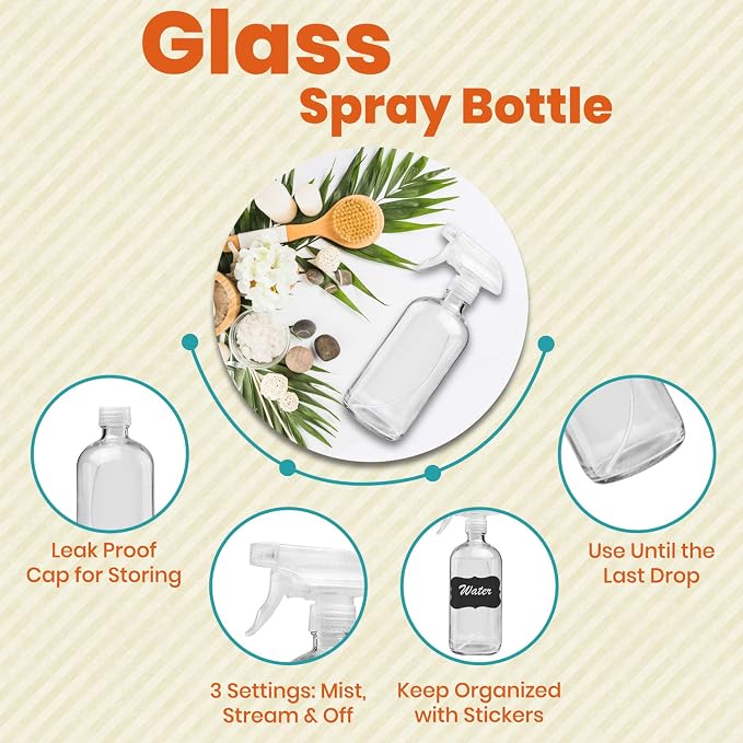 Clear Glass Spray Bottles For Cleaning Solutions - Image 2