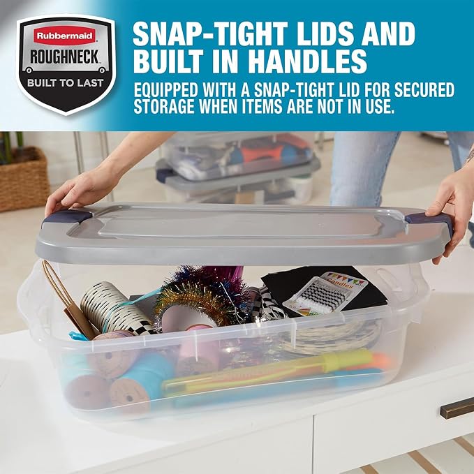 Rubbermaid Roughneck Clear 31 Qt/ 7.75 Gal Storage Containers, Visible Base - Image 6