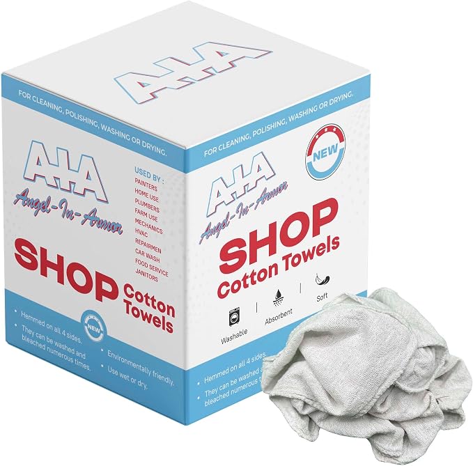 Angel-in-Armor Shop Towels – 500 Unit Box of Lint-Free Cotton Shop Towel by A-I-AAngel-In-Armor