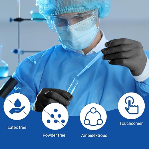 JMU Black Nitrile Disposable Gloves Large, 3.5 Mil, Latex Free Powder Free - Image 7