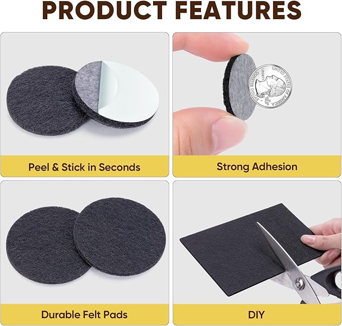 BALEINE 300PCS Felt Furniture Pads, Scratch-Reducing Floor Protectors - Image 4