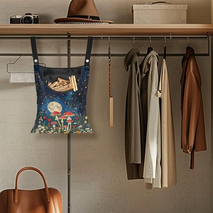 Mushroom Handy Clothespin Bags Moon Space-Saving Clothespin Storage Hanger Bag - Image 5