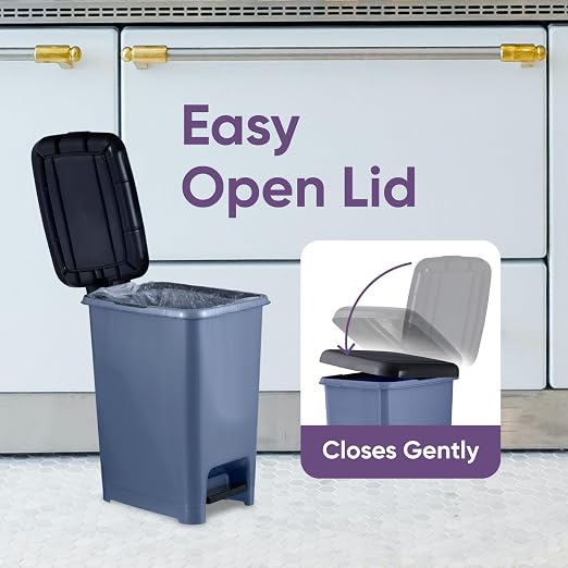 Superio Slim Trash Can with Foot Pedal – 2.5 Gallon Step-On Trash Bin with Lid - Image 7
