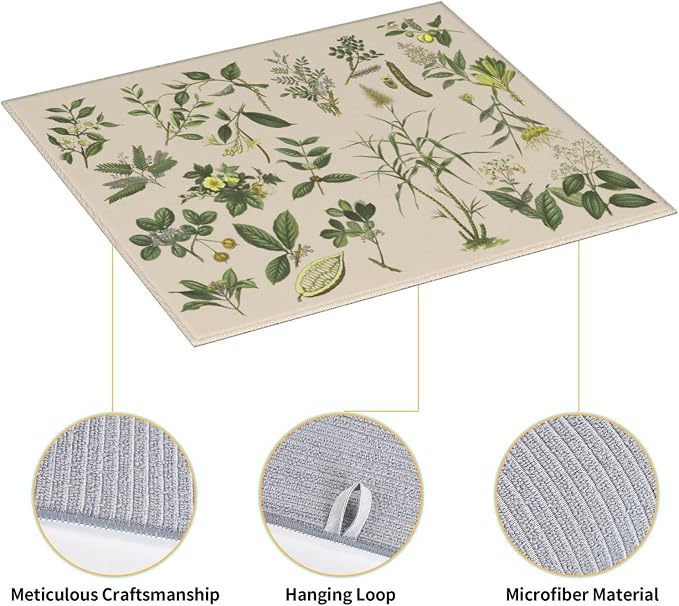 Vintage Plants Herbs Floral Color Microfiber Dish Drying Mat - Image 4