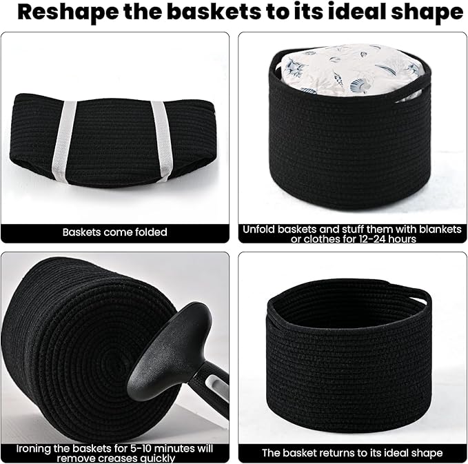 Small Black Baskets for Organizing, Storage Baskets for Shelves, Small Woven - Image 7