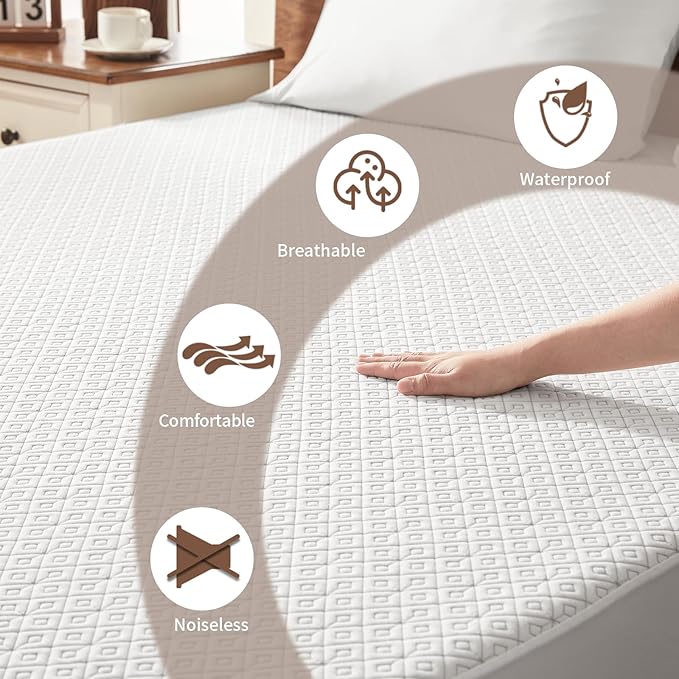 BEDLORE King Mattress Protector, Waterproof Noiseless Mattress Cover - Image 2