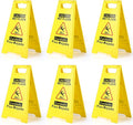 6-Pack Caution Wet Floor Sign, 17.5" Height, Bright Yellow Double-Sided Folding by Unknown
