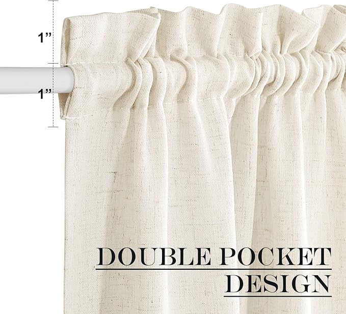 NICETOWN Linen Curtain for French Doors, Privacy Kitchen Window Coverings - Image 3