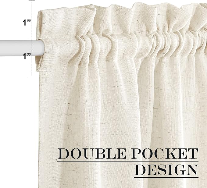 NICETOWN Natural Linen French Door Curtains Privacy Light Reducing Curtain - Image 4