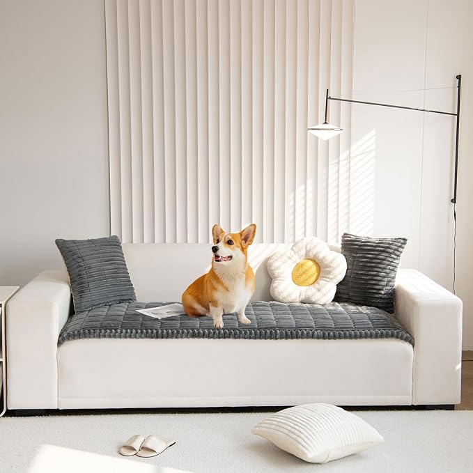 OTOB Couch Cover for Dogs Washable, Non Slip Plush Sofa Covers for 3 Cushion - Image 8