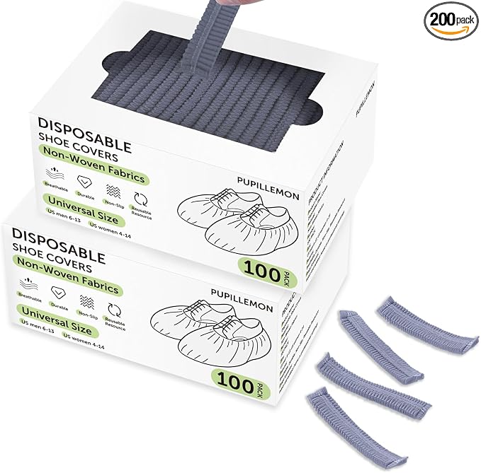 200Pcs Non-Woven Shoe Covers Disposable Non Slip by PUPILLEMONJEWELRY