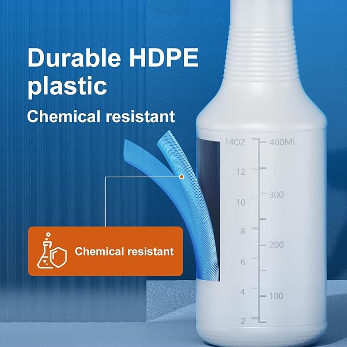 Veco Spray Bottle with Measurements and Adjustable Nozzle, HDPE Plastic Spray - Image 4
